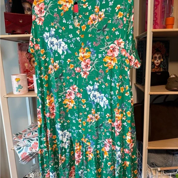 LOFT PLUS  Vibrant Green Floral Mini Dress size 20/22 NWT - Picture 4 of 4